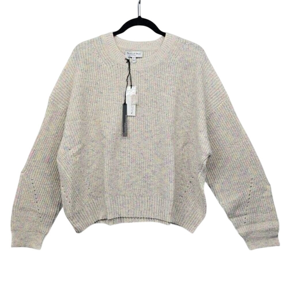 Michael Stars Chalk Confetti Crew Neck Sweater XLP Tweedy‎ Rib SFSTW003P NWT